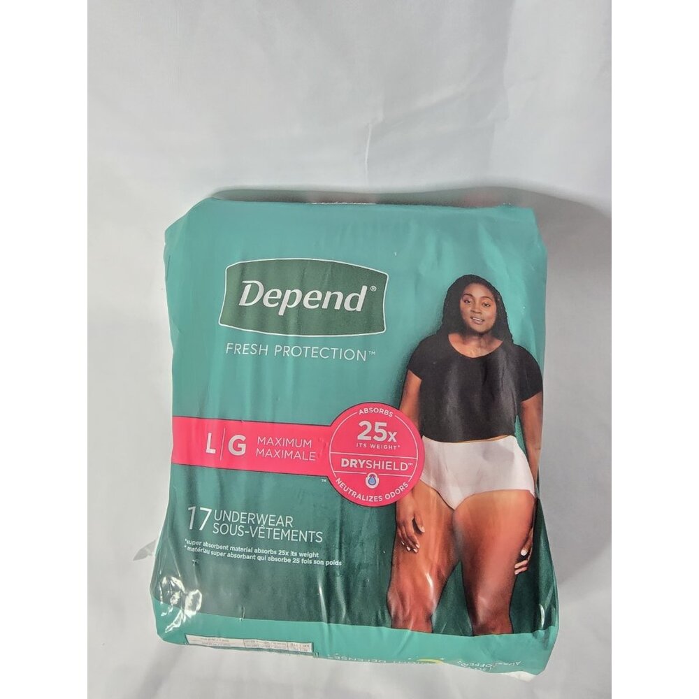 Depend Fresh Protection Women's Underwear Size Large 17 count *NEW*